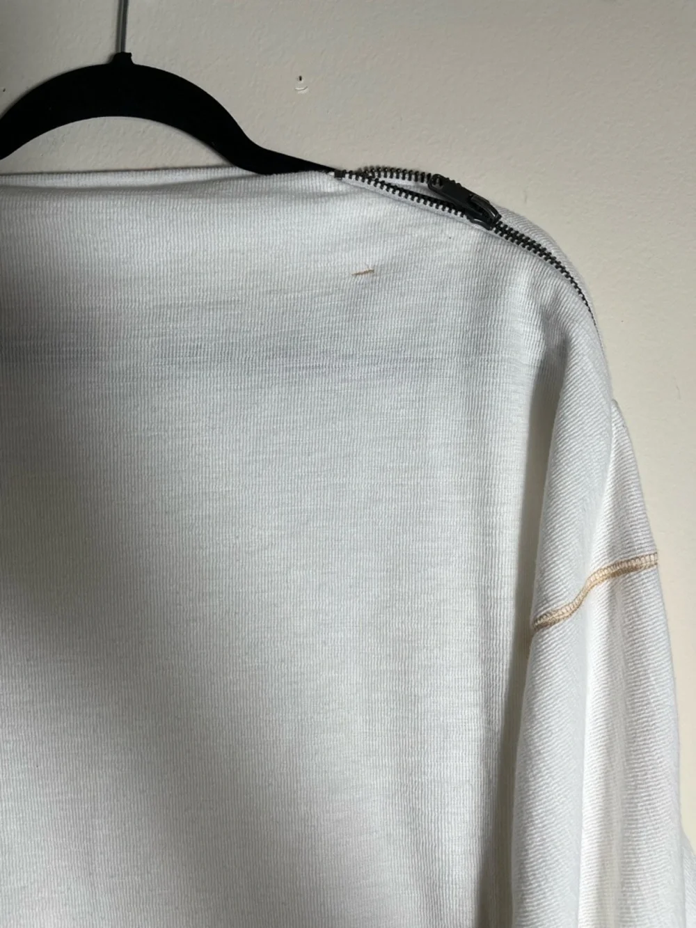 Free People We The‎ Free White Zip Shoulder Top Womens M Long Sleeve Casual